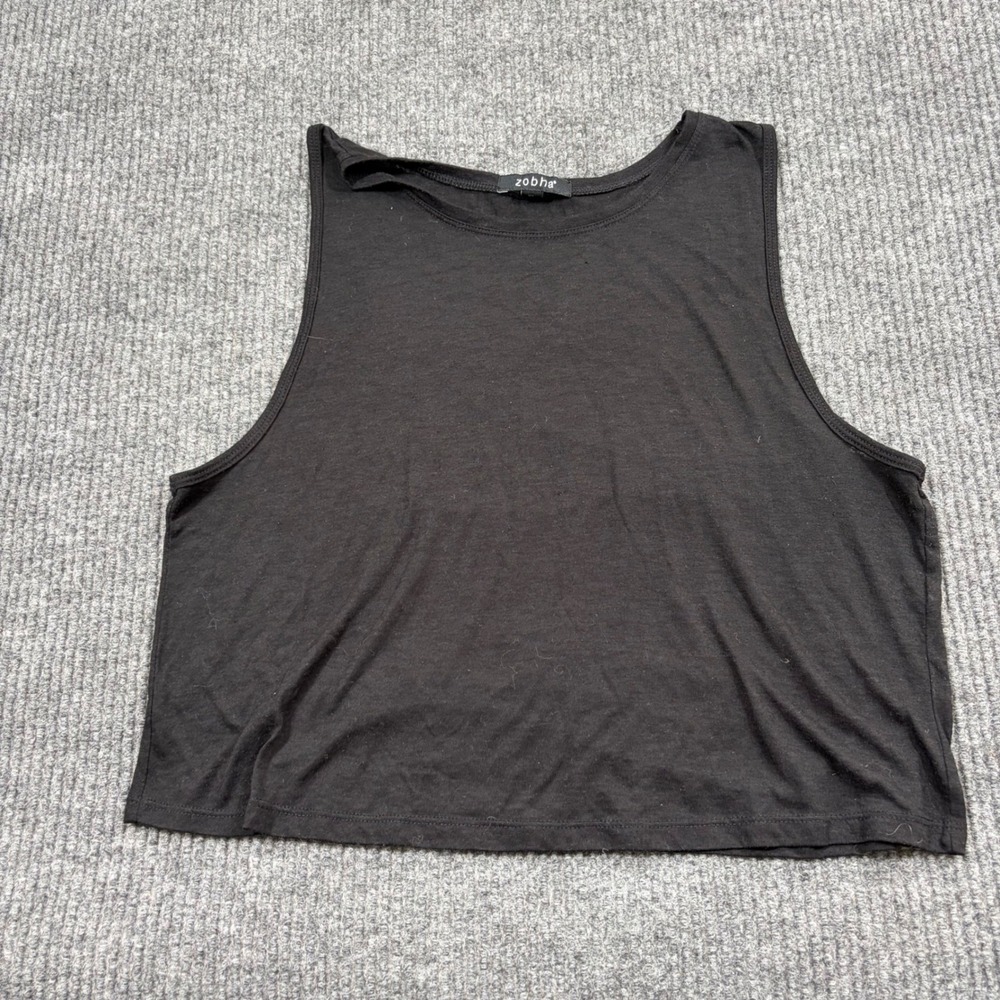 Zobha Tank Top Womens XL Black Sleeveless Crop Muscle Tee Workout Athleisure